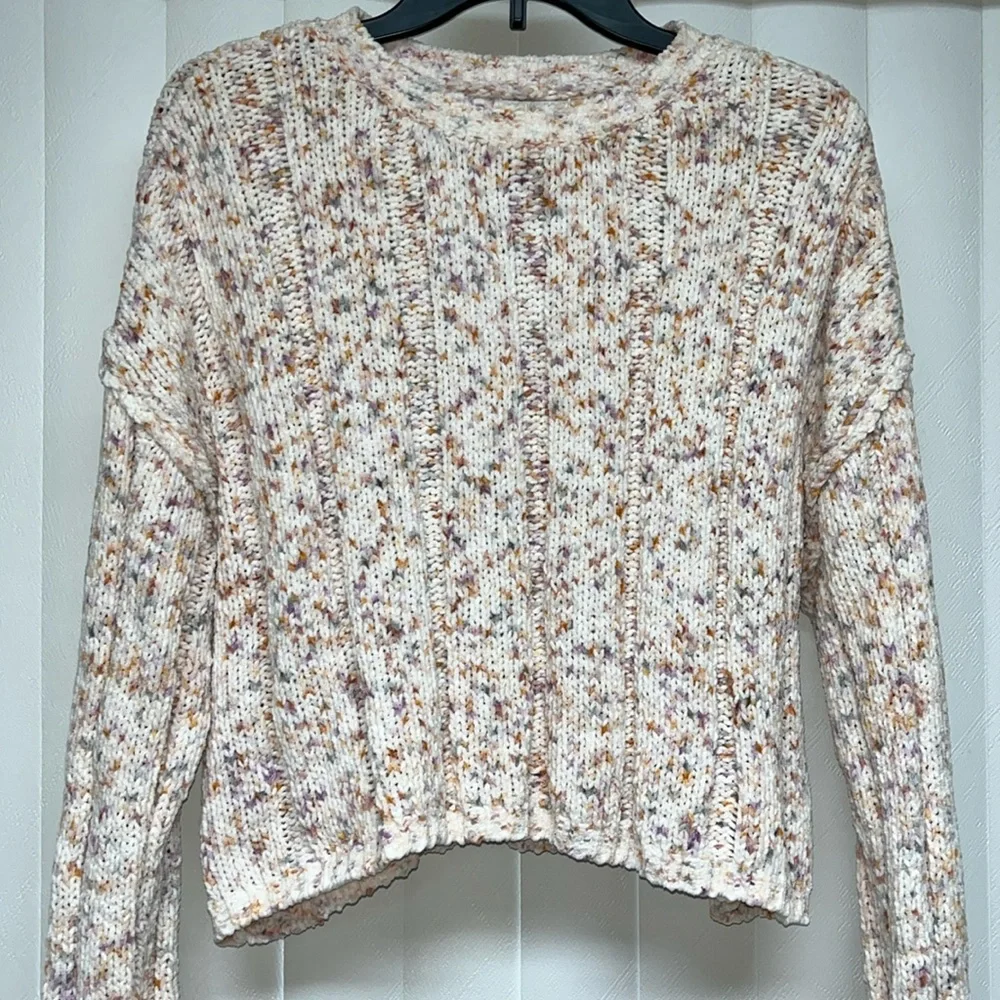 🤍Womens White Multi-Color Arizona Cropped Sweater - Picture 2 of 5